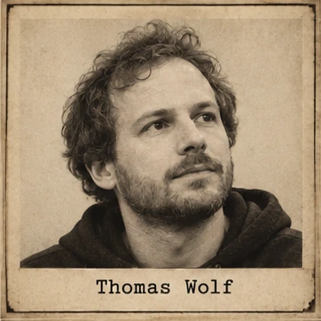 Generated editorial portrait of Thomas Wolf, a labeled sepia photographic dossier mugshot crop from a twelve-person rogues gallery grid.